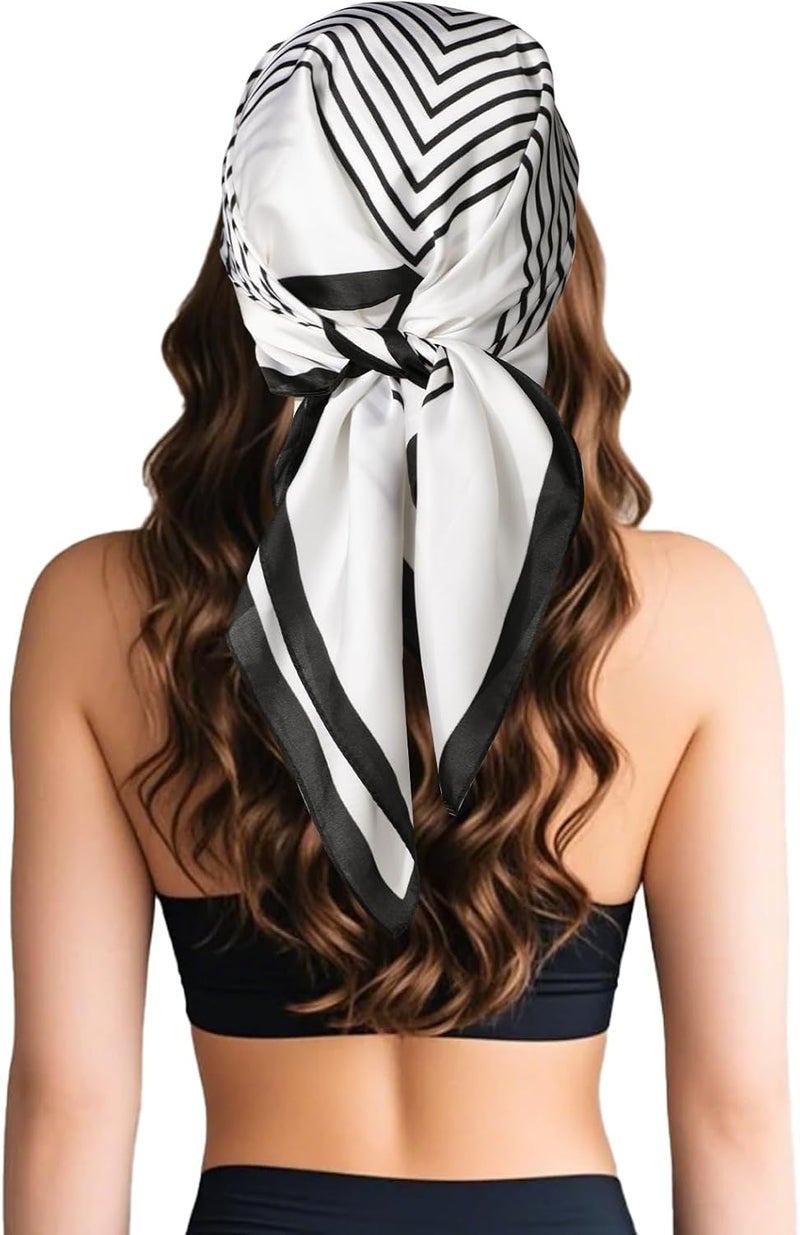 Sumolux Head Hair Scarf for Women Like Satin Silk Scarf Bandana Hair Wrapping Night Large Square Scarves 27.5" - Image 4